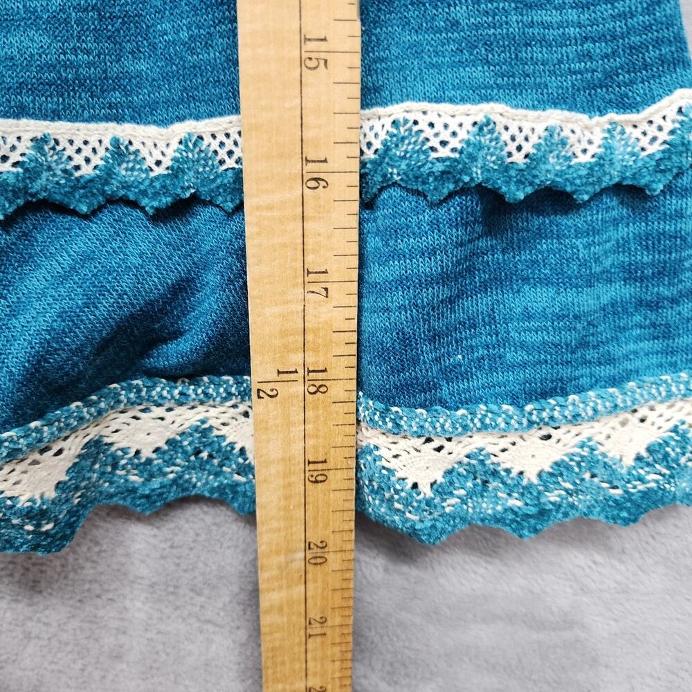 NWT Winwin Blouse Women S/M Blue Double Lace Sleeve Tunic Hippie Top Hipster New - Picture 13 of 13